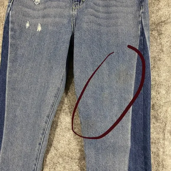 Hidden Jeans 26 Two Tone Blue Denim Distressed High Rise Tracey Straight Leg - Picture 11 of 14